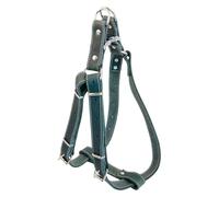 JACK AND VANILLA, Arnés de Piel Resistente para Perro, Ajuste Personalizado 65-90 cm, Color Gris Elegante, Ideal para Paseos cómodos y Seguros, 25 mm, Gris, Modelo de Piel