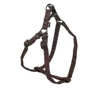 JACK AND VANILLA, Arnés ergonómico de Nailon para Perros, Ajustable de 53 a 82 cm, con Bandas Reflectantes para Seguridad, Color marrón, Ancho 25 mm, Modelo Comfort