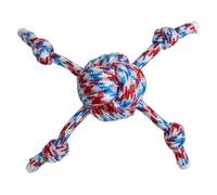 JACK AND VANILLA, Bola de Cuerda con 4 Nudos para Perros, Duradera y ergonómica, Ideal para Juegos Activos, 23 cm, Peso 75-85 g, Multicolor, Modelo Borabora
