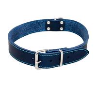 JACK AND VANILLA, Collar de Piel Gruesa para Perros pequeños, Duradero y cómodo, Color Azul Brillante, Ajustable 10 mm de Ancho y 25 cm de Largo, Seguridad óptima Durante los Paseos, Modelo de Piel