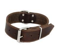 JACK AND VANILLA - Collar para Perro de Cuero Gris - marrón - 50 mm x 65 cm | Piel grasa suave y resistente · Hebilla metálica y anillo en D firmemente fijados · Ajustable, para todas las razas