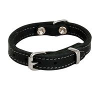 JACK AND VANILLA - Collar para Perro de Cuero Gris - Negro - 20 mm x 50 cm | Piel grasa suave y resistente · Hebilla metálica y anillo en D firmemente fijados · Ajustable, para todas las razas