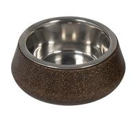 JACK AND VANILLA, Cuenco de bambú y Acero Inoxidable, diseño Elegante, Antideslizante, Capacidad 450 ml, diámetro 14 cm, Ideal para Perros y Gatos, Color marrón, Modelo Bon Appetit