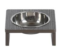 JACK AND VANILLA, Cuenco Elegante con Soporte de Madera Antideslizante, 380 ml, Ideal para Animales pequeños y medianos, fácil de Limpiar, Color Gris, Modelo Molly