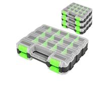 JACK BOSS Caja de herramientas con tapa transparente, caja organizadora de 34 compartimentos de doble cara con separadores extraíbles para hardware, tornillos, pernos, clavos, cuentas, joyas y