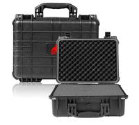 Jack Boss Funda rígida, portátil, resistente al agua, funda protectora para cámara con espuma personalizable, apto para drones, cámara, equipos, color negro, negro, 16", Negro