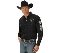 Jack Daniel's Hombre Daniel Logo Rodeo Manga Larga Camisa Occidental Negro XL