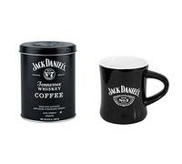 Jack Daniels Juego de café y taza (negro/blanco, 8.5 onzas) - 100% árabe - café molido tostado medio - Kosher - Licencia oficial - Taza de 8 fl oz