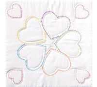 Jack Dempsey Stmpd White Quilt Blocks 18 Inch X18 Inch -Five XXX Hearts by Jack Dempsey