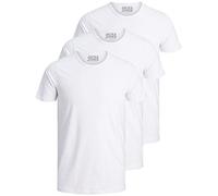 Jack & Jones 12167630 - Juego de 3 camisetas básicas para hombre con cuello redondo, corte ajustado, color blanco, negro, azul y gris Pack de 3 unidades. XL