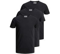Jack & Jones 12167630 - Juego de 3 camisetas básicas para hombre con cuello redondo, corte ajustado, color blanco, negro, azul y gris 3 unidades de color negro. L