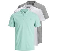 JACK & JONES 12171776 - Pack de 3 polos para hombre, entallados, manga corta, colores negro, blanco, azul, gris, tallas XS, S, M, L, XL, XXL