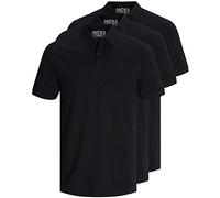JACK & JONES 12171776 Paquete de 3 polos para hombre, corte ajustado, manga corta, negro, blanco, azul, gris, XS, S, M, L, XL, XXL, 3 unidades de color negro., S