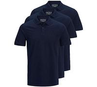 JACK & JONES 12171776 Paquete de 3 polos para hombre, corte ajustado, manga corta, negro, blanco, azul, gris, XS, S, M, L, XL, XXL, XL