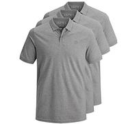 JACK & JONES 12171776 Paquete de 3 polos para hombre, corte ajustado, manga corta, negro, blanco, azul, gris, XS, S, M, L, XL, XXL, L