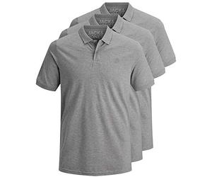 JACK & JONES 12171776 Paquete de 3 polos para hombre, corte ajustado, manga corta, negro, blanco, azul, gris, XS, S, M, L, XL, XXL, XXL