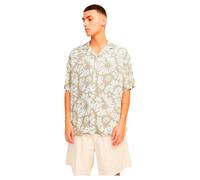JACK & JONES Jorluke Party AOP Shirt SS Blk Camisa de Manga Corta, Fields of Rye, L Hombres