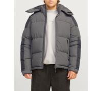 Jack & Jones Abrigo confort acolchado concierre mediante cremallera cuello con capucha de hombre. Gris M (3)