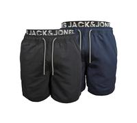 JACK & JONES Bañador para hombre (2 unidades), negro/azul marino oscuro, XXL