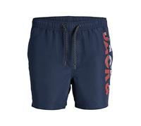 Jack & Jones Bañador para Hombre Jpstfiji Jjswim Splicelogo LY Sn PS, Azul Marino, 46 Grande