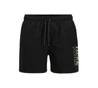 JACK & JONES Bermudas 'JPSTMaui' lima / negro / blanco M lima / negro / blanco