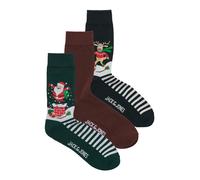 JACK & JONES Calcetines 'JACSNOWY XMAS' verde oscuro / rojo oscuro / negro / blanco 41-46 EUR