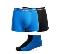 JACK & JONES Calzoncillos Tipo bóxer Jacdavid Solid Weekendset para Hombre, Victoria Blue/Pack: Black - Victoria Blue - Black, S