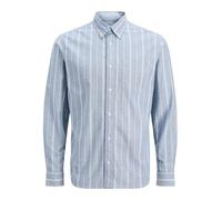Jack & Jones Camisa Casual para Hombre de Corte Ajustado, 100% algodón, Manga Larga, a Cuadros, Azul Marino, M, Goblin Blue, L