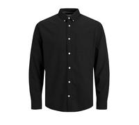 JACK & JONES Camisa casual para hombre de corte ajustado, 100% algodón, manga larga, a cuadros, azul marino, M, negro (black black), 3XL