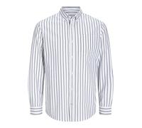 JACK & JONES Camisa de Hombre Talla Grande Color Liso básica Manga Larga Business JJEOXFORD, Color:Blanco-Azul, Talla:6XL