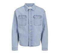 JACK & JONES Camisa de Manga Larga para, Mezclilla De Color Azul Claro, XXL