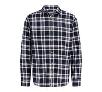 JACK & JONES Camisa de Ocio para Hombre JJEDOVER Check - Regular Fit, Azul Marino, XL