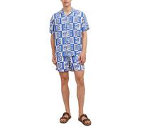 Jack & Jones Camisa manga corta con estampado geométrico de hombre. Azul 2XL