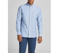 Jack & Jones Camisa Oxford de hombre con algodón orgánico slim lisa azul. Azul 6 (XXL)