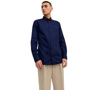 JACK & JONES Camisa para Hombre Jprblaparker L/S Noos, Azul Marino/Ajuste: Corte Ajustado, XXL