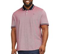 JACK & JONES Camisa Polo Ajustada Hombre JJEPAULOS Lisa Verano Manga Corta Algodón Piqué Talla Grande., Color:Rojo, Size:3XL