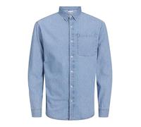 JACK & JONES Camisa Vaquera para Hombre de Manga Larga, Azul Vaquero. Paquete: Azul Claro, XXL