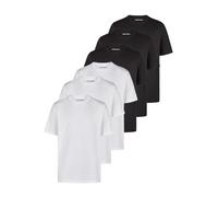 JACK & JONES Camiseta básica de corte regular para hombre, juego de 6 unidades, cuello redondo, manga corta, camiseta de verano, color negro, blanco, S, M, L, XL, XXL, XXXL, 3 x negro y 3 x blanco