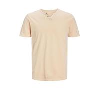 JACK & JONES Camiseta básica de Hombre Cuello en V, Manga Corta, de algodón, con Botones JJESPLIT, Color:Naranja, Size:M