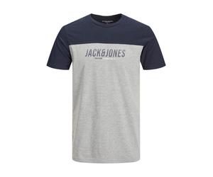 JACK & JONES Camiseta 'Dan' navy / gris moteado / blanco L EUR