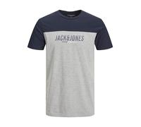 JACK & JONES Camiseta 'Dan' navy / gris moteado / blanco S EUR