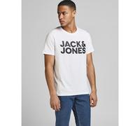 Jack & Jones Camiseta Jjecorp Logo – Cuello redondo, manga corta, estampado negro – Blanco S Hombre