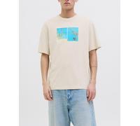 Jack & Jones Camiseta de hombre manga corta con print frontal. Natural XXL