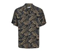 JACK & JONES Jjejeff Tropical AOP Resort Shirt Sn Pls Camisa de Manga Corta, Negro, 3XL Grande Hombres