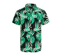 JACK & JONES Camiseta de Manga Corta para Hombre Jorjames Tulum AOP SS, Negro, S