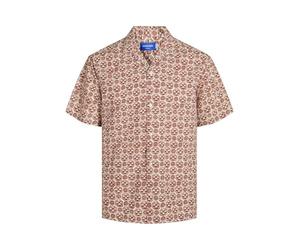 Jack & Jones Camiseta de Manga Corta para Hombre Jorluke Seersucker Resort, Jarabe de Arce, XS
