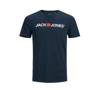 JACK & JONES Camiseta 'Essentials' azul oscuro / naranja / blanco L azul oscuro / naranja / blanco