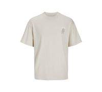 JACK & JONES Printed tee Crew Neck Jjcharge Camiseta Estampada SS Cuello Redondo, Moonbeam, S Hombres