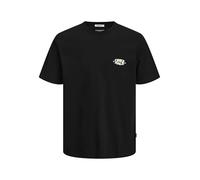 JACK & JONES Camiseta Estampada para Hombre Jortavira Type Back Teess Crew Neck Oc25, Negro, M