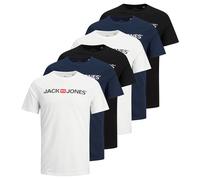 Jack&Jones Camiseta Hombre, 6er Paquete - Jjecorp Logo Crew Cuello, Estampado